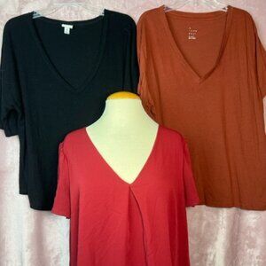 Bundle (3) Womens A New Day Short Sleeve Shirts Size 2XL